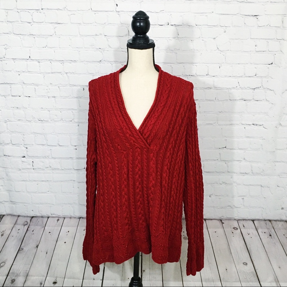 Lauren Ralph Lauren Red V-Neck Sweater Size 2X